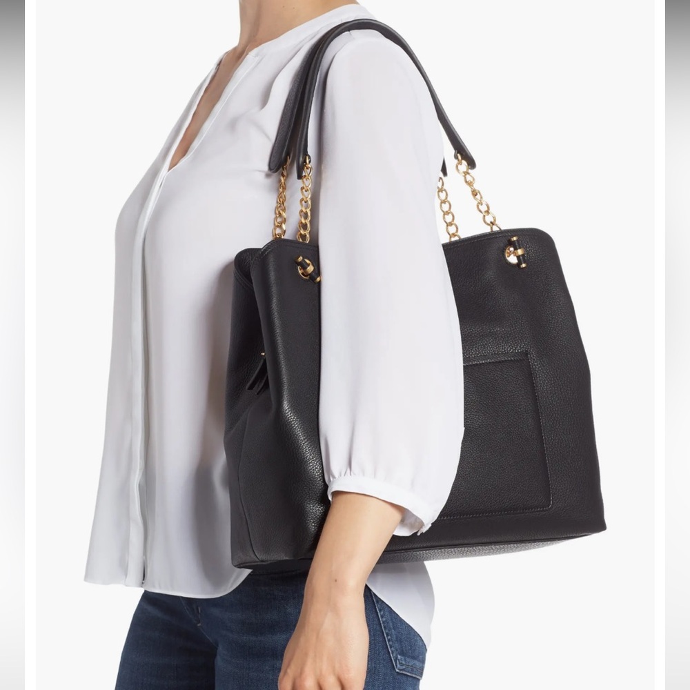 Tory Burch Black Tote with Gold Accents - Picture 2 of 8